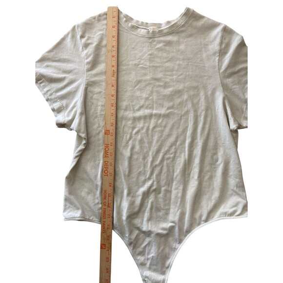 Skims Cotton Jersey Bodysuit T-Shirt Women’s 4X Cream Short Sleeve Stretch Snap - Picture 5 of 8